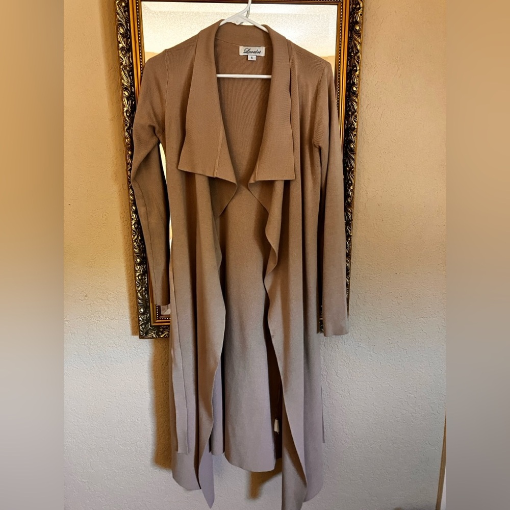 Luwalot Tan Open Front Cardigan